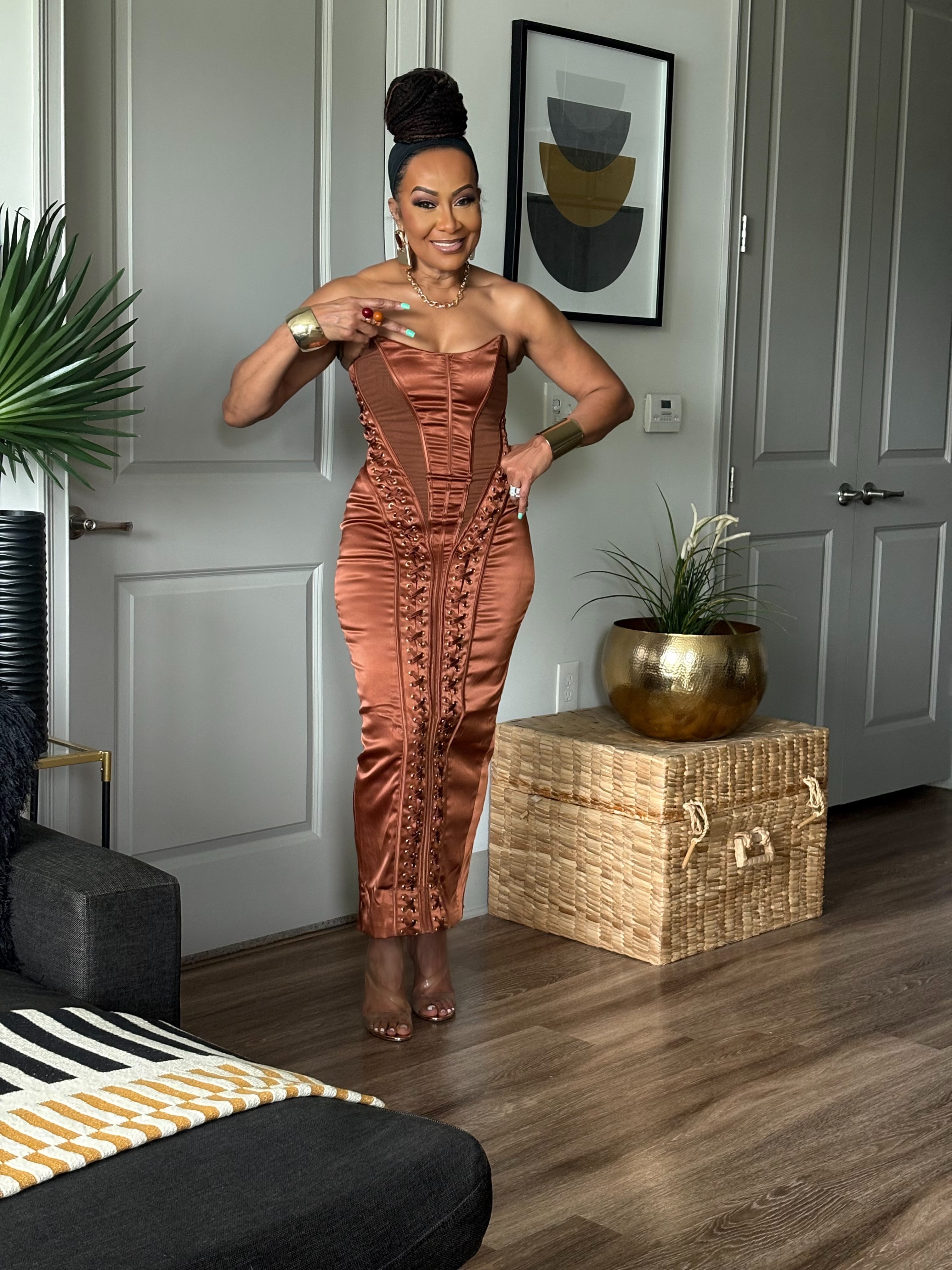 THE BRONZE CORSET TEMPTATION DRESS