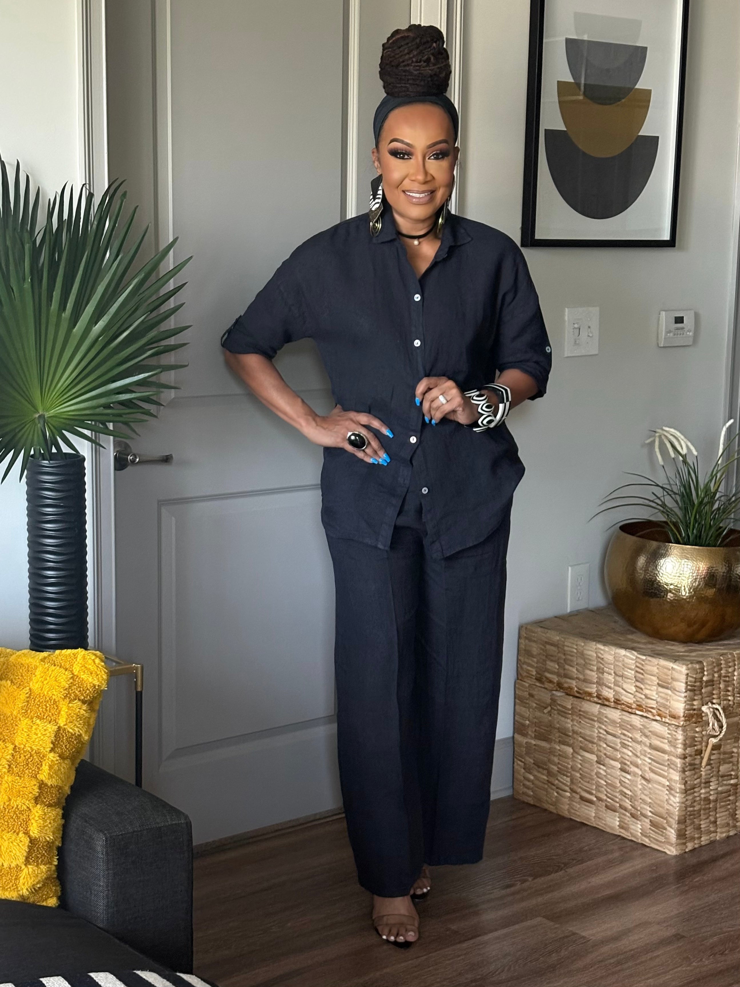 THE BLACK PURE ESCAPE LINEN SET