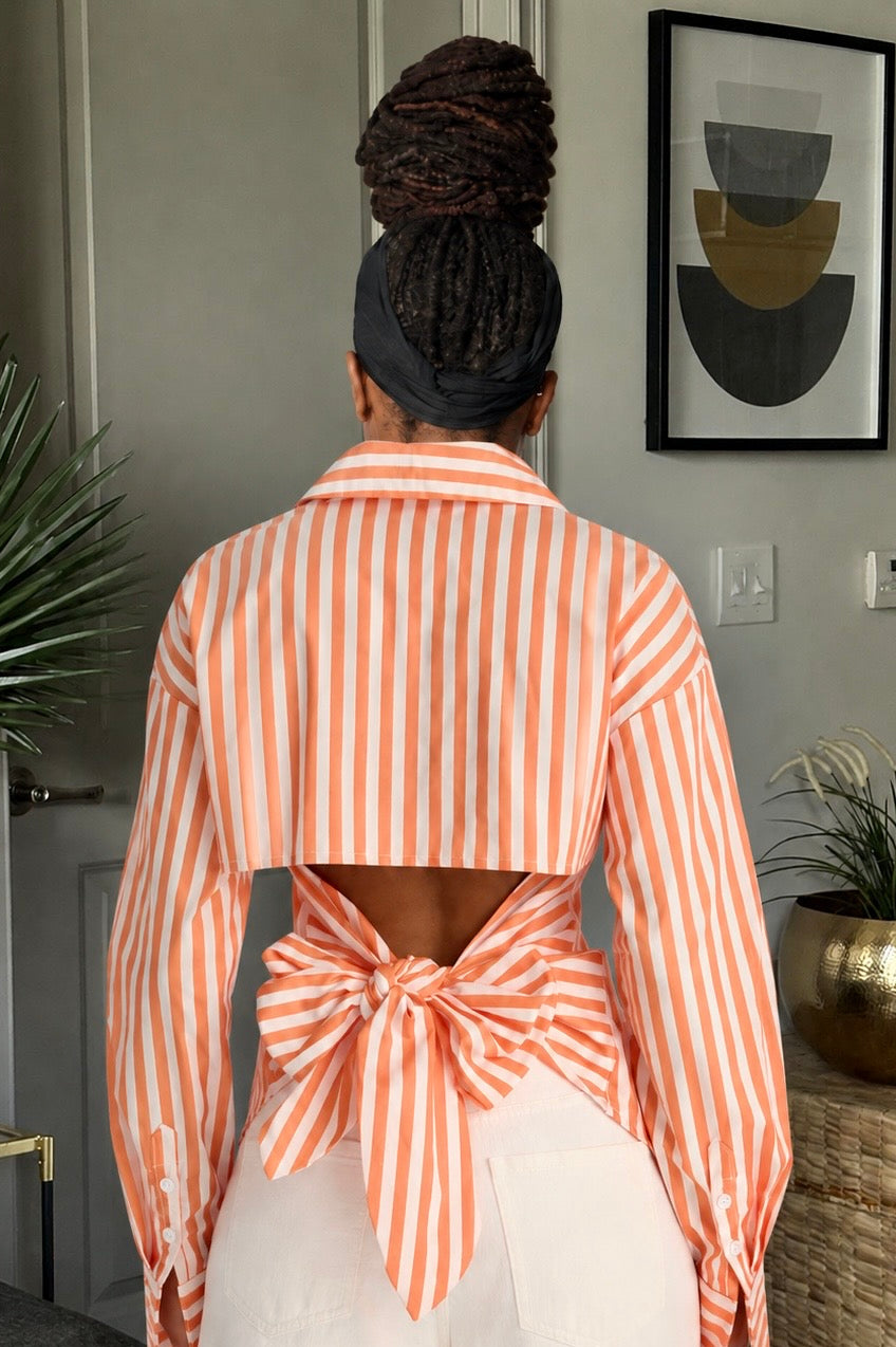 THE PLOT TWIST SHIRT IN ORANGE & WHITE STRIPES