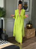 LIME LIGHT LUXE FEATHER TRIM TRENCH COAT