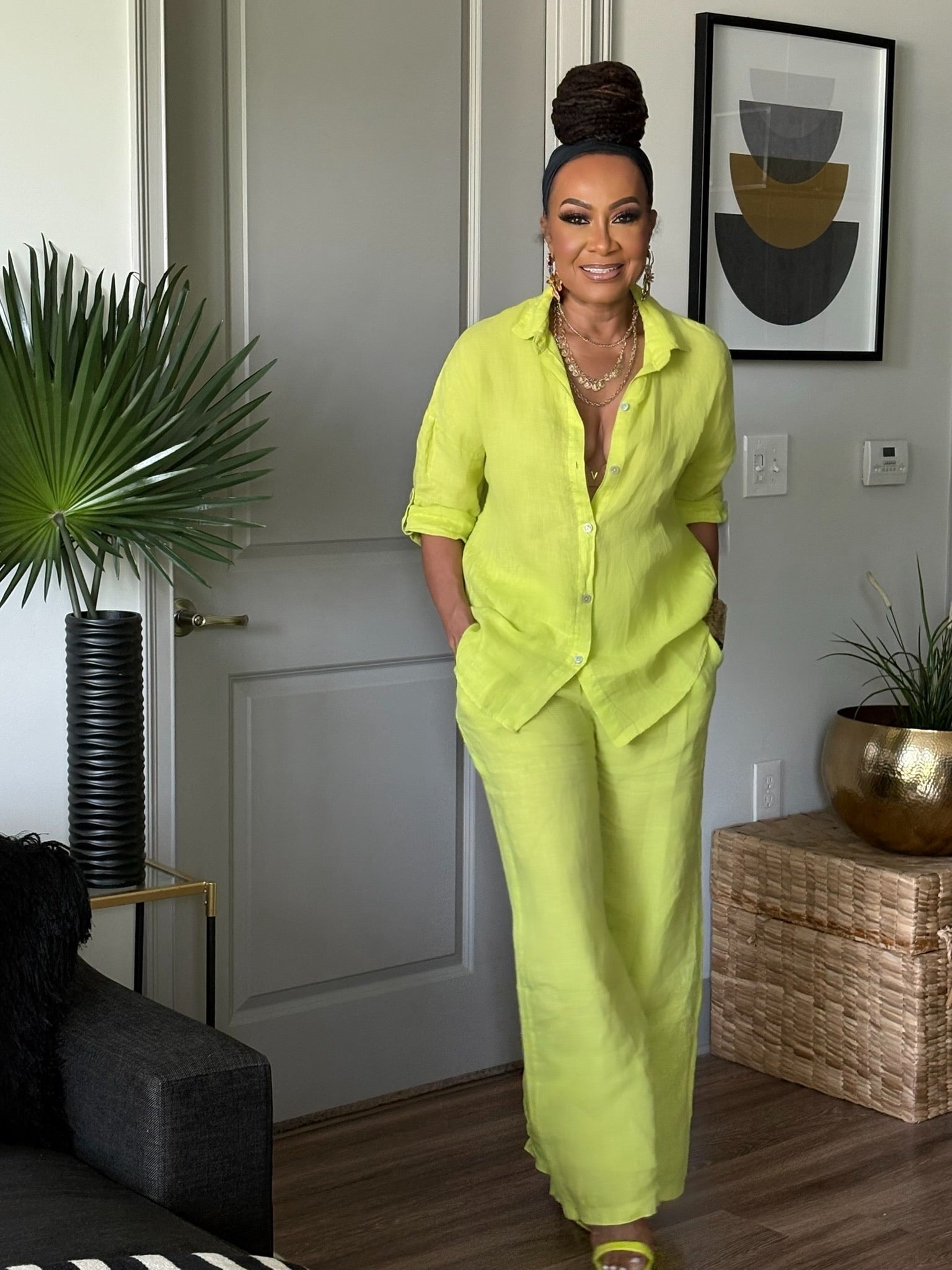 THE LIME GREEN PURE ESCAPE LINEN SET
