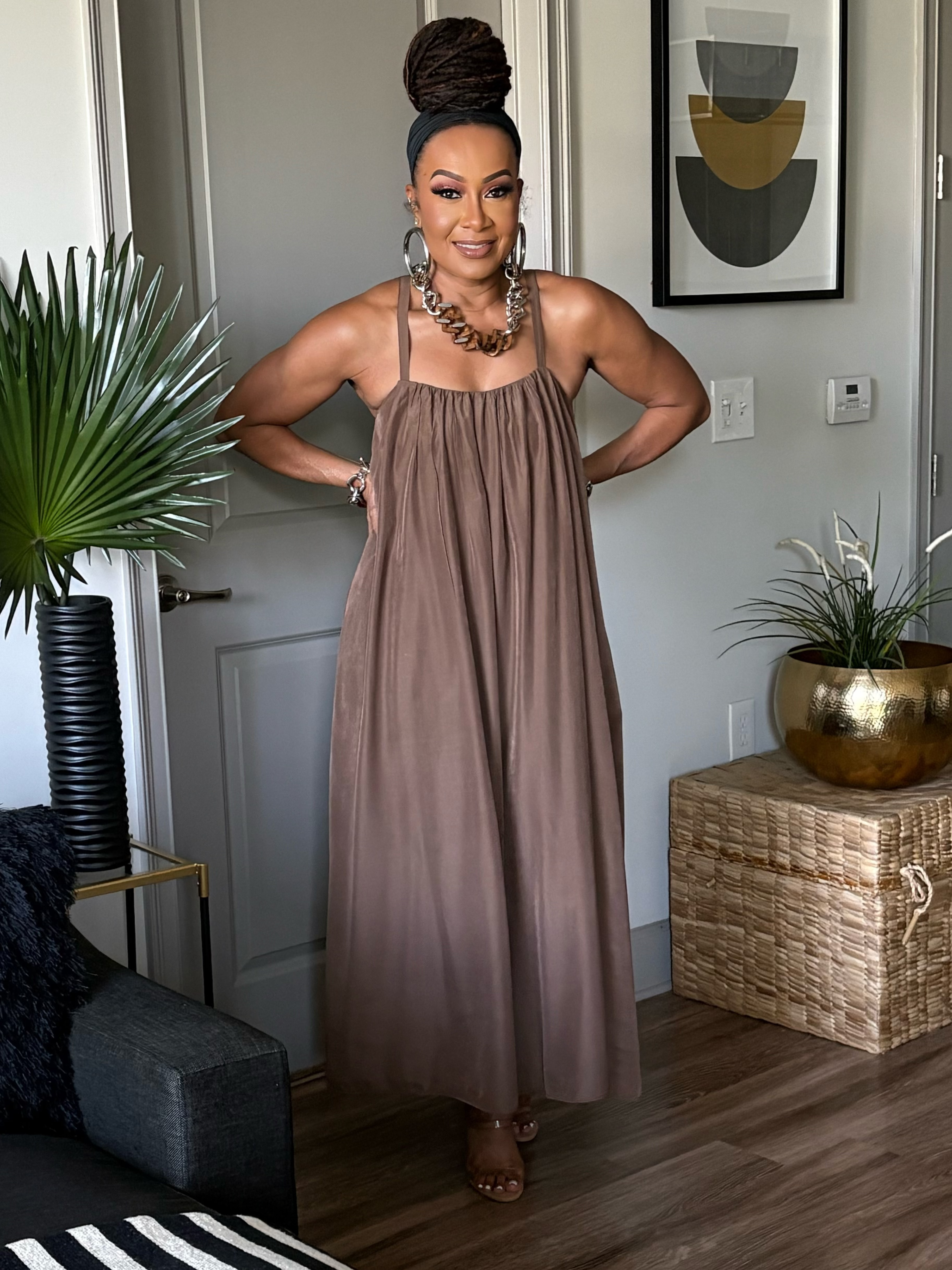 THE SANTORINI ESCAPE JUMPSUIT IN BROWN