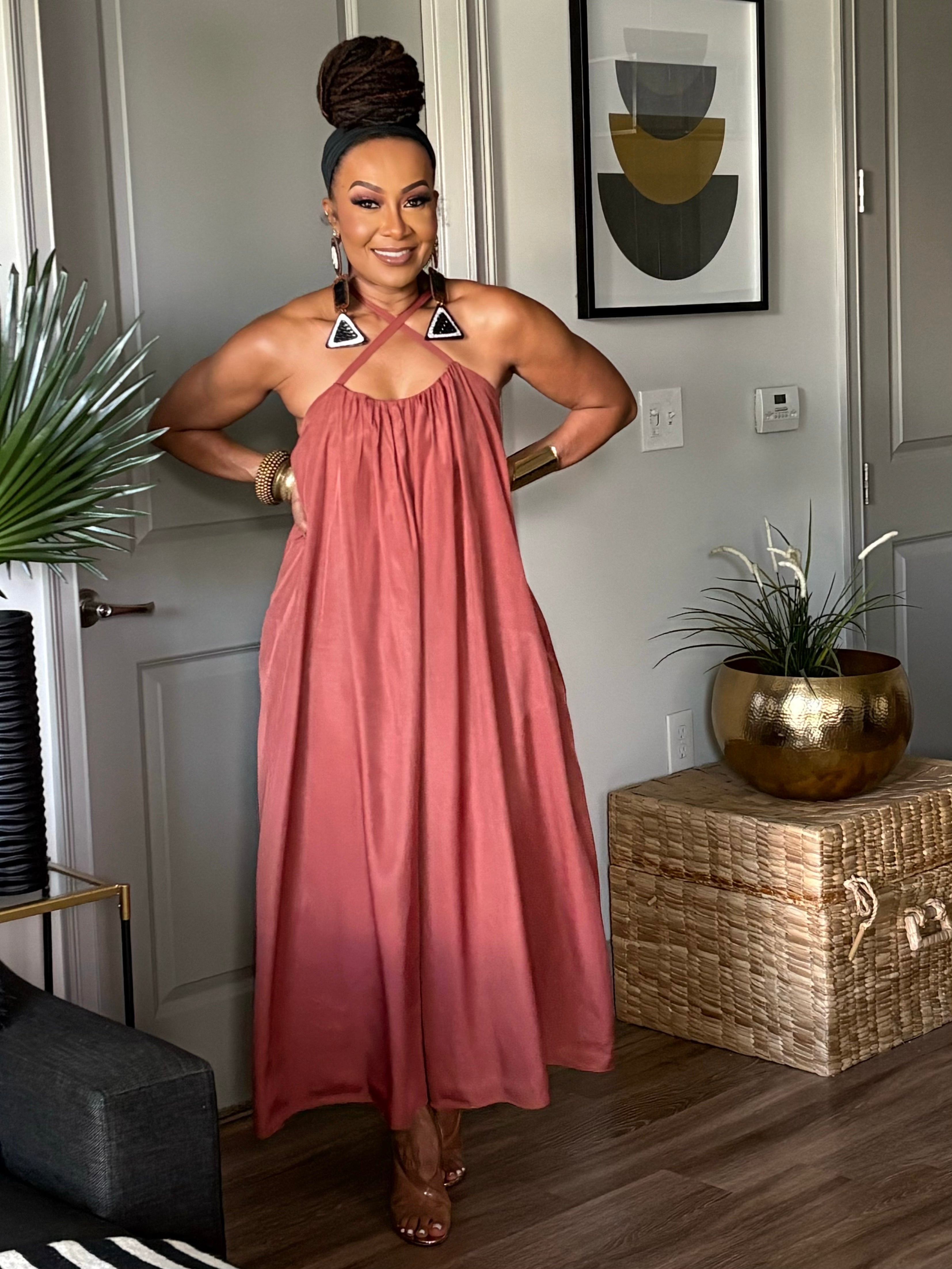 THE SANTORINI ESCAPE JUMPSUIT IN CINNAMON ROSE