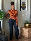 THE SATIN WRAP BLOUSE IN COPPER