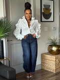 THE ZIP CODE RUFFLE SHIRT IN WHITE