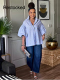 THE GALLERY SHIRT IN BLUE & WHITE PINSTRIPE