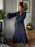 DARK DENIM FLARE SLEEVE CROP JACKET
