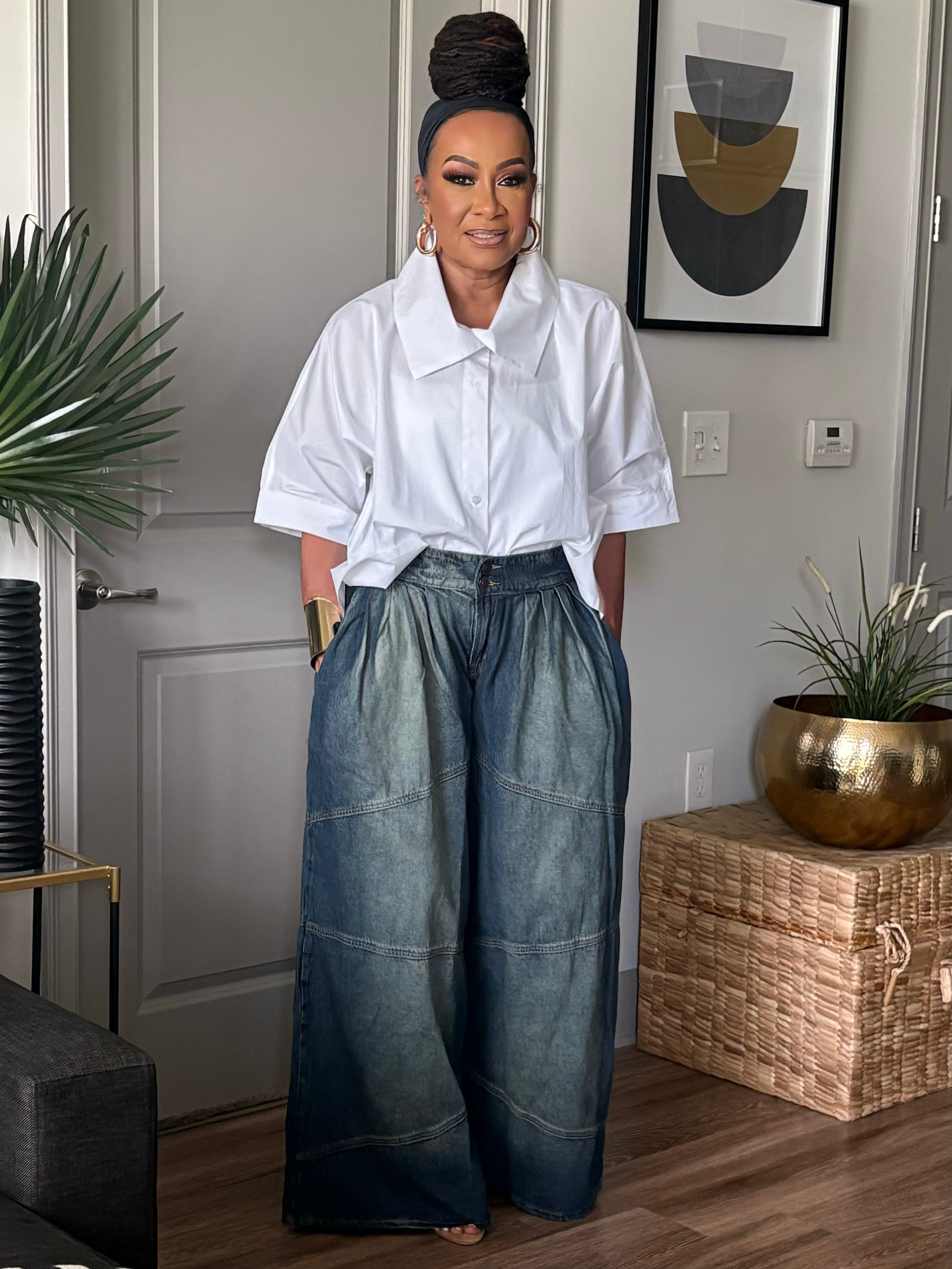 THE ELEVATED EAST DENIM PALAZZO PANTS