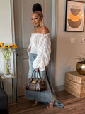 OFF WHITE RUFFLED SLEEVE TOP