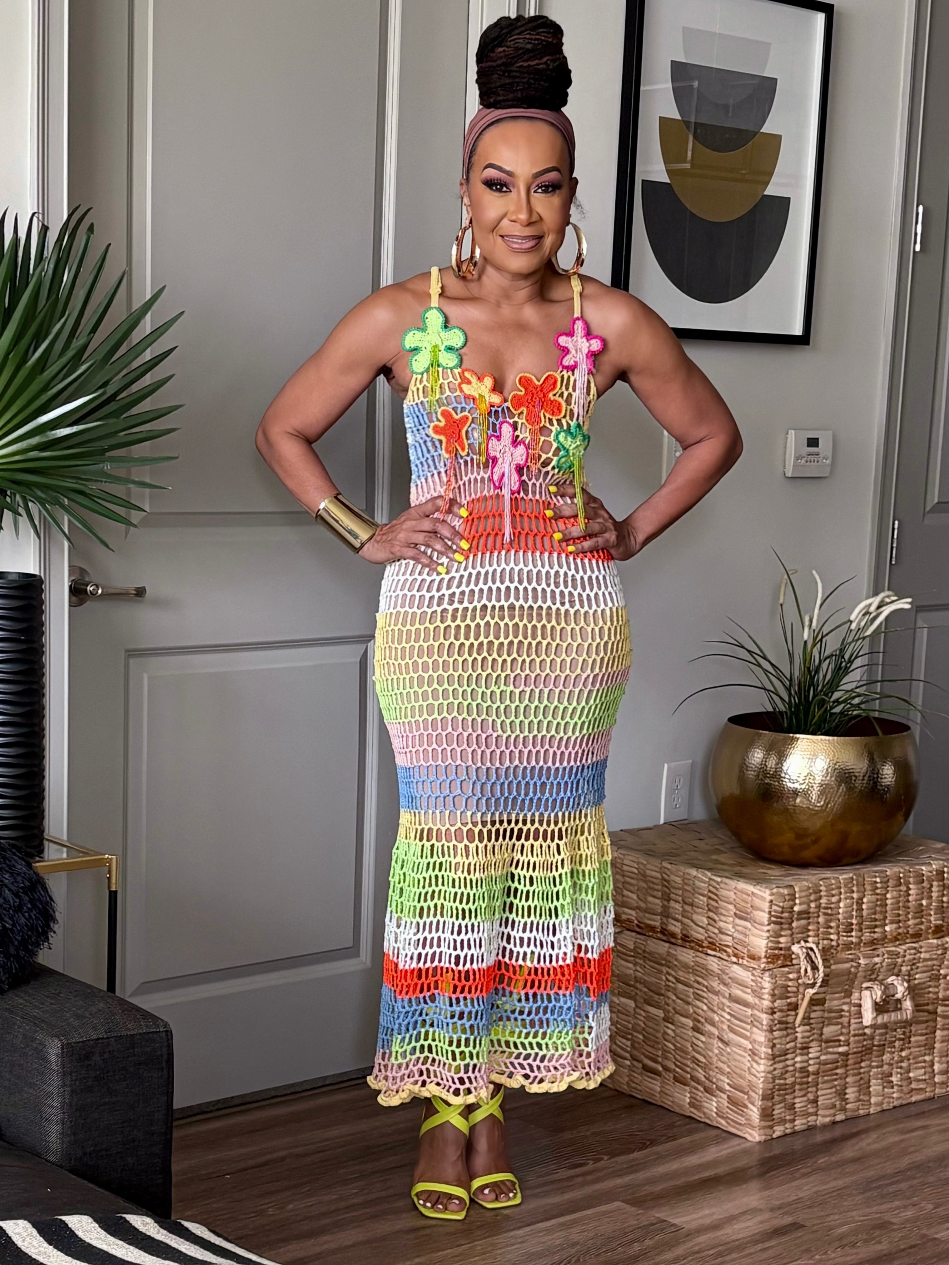 MADUKES ISLAND BLOOM CROCHET DRESS