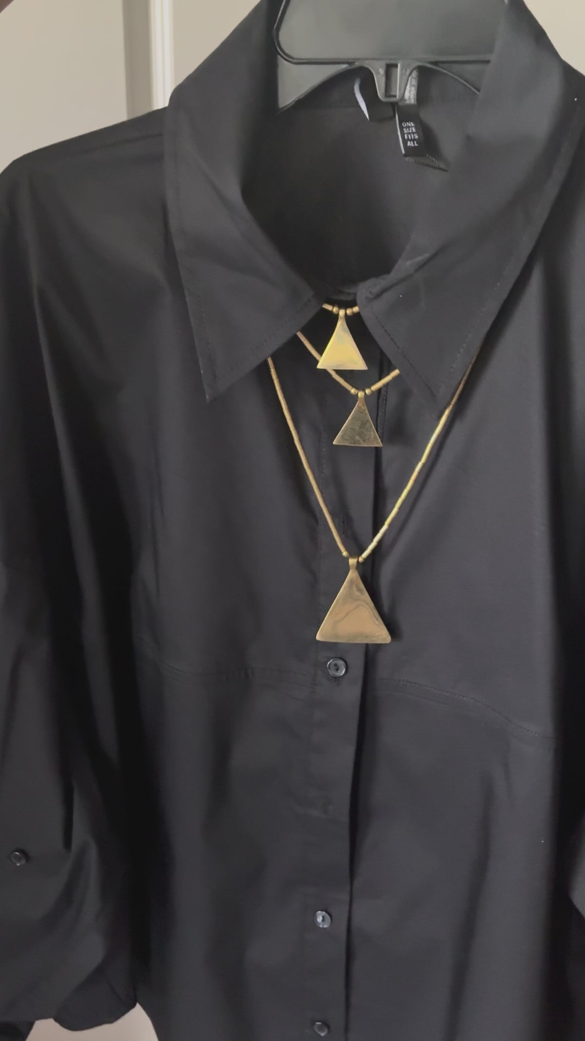BLACK BUTTON DETAIL OVERSIZED SHIRT